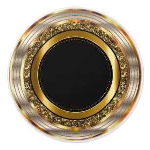 Bouton De Porte En Céramique Bel or et noir