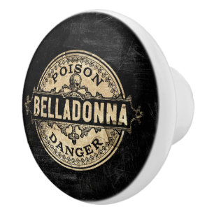 Bouton De Porte En Céramique Belladonna Vintage Style Poison Étiquette