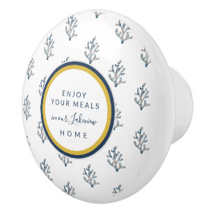 Bouton De Porte En Céramique Belle aquarelle corail sur White beach cottage 