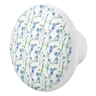 Bouton De Porte En Céramique Belle aquarelle cornfleurs