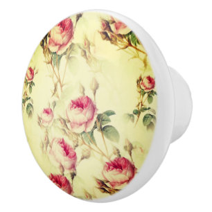 Bouton De Porte En Céramique Belle florale Vintage