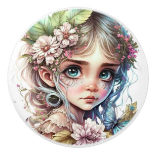 Bouton De Porte En Céramique Belle Imaginaire Fleur Fée série