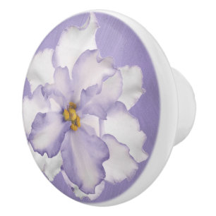 Bouton De Porte En Céramique Belle orchidée de lavande