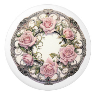 Bouton De Porte En Céramique Belle Rose