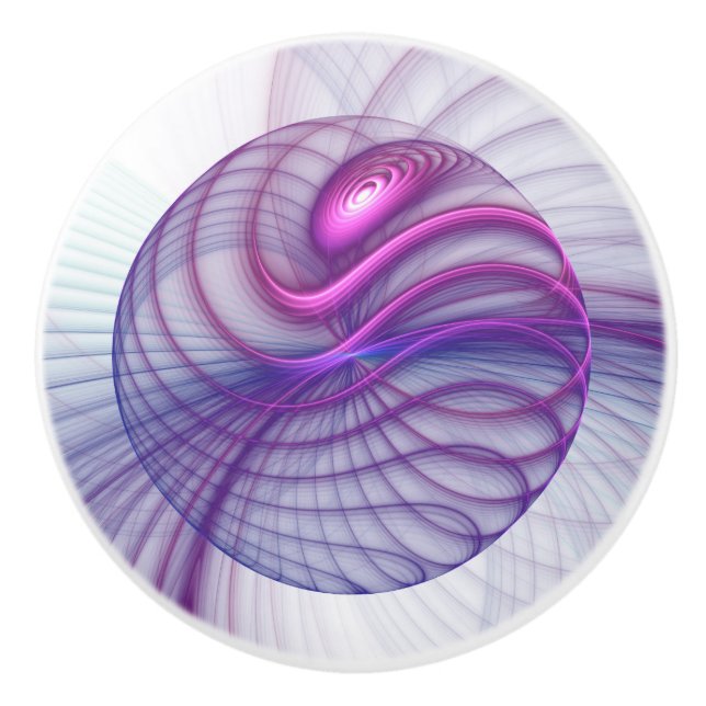 Bouton De Porte En Céramique Belle Swing Moderne Art Fractal Abstrait Rose (Devant)