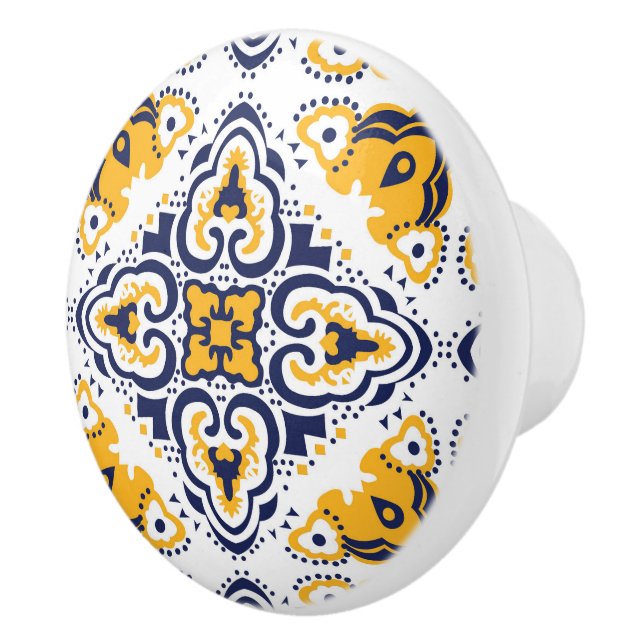 Bouton De Porte En Céramique 💛 💙 🤍 Belles Azulejos bleus et jaunes, (Droite)