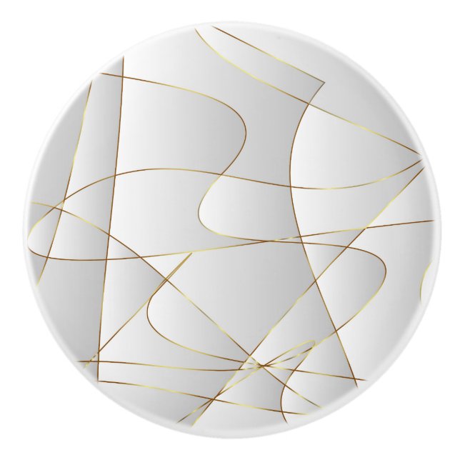 Bouton De Porte En Céramique Belles lignes d'or (Devant)