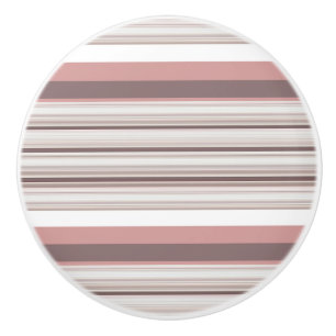 Bouton De Porte En Céramique Belles rayures brunes blanches