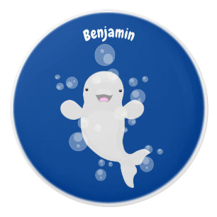 Bouton De Porte En Céramique Béluga mignon bulles dessin de dessin animé