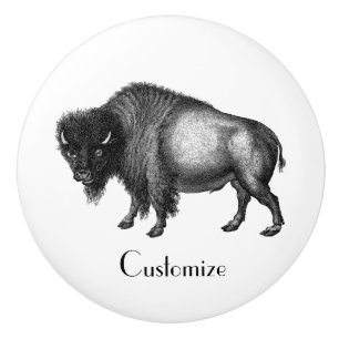 Bouton De Porte En Céramique Big Bison Buffalo Thunder-Cove