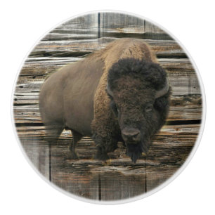 Bouton De Porte En Céramique Bison de bois