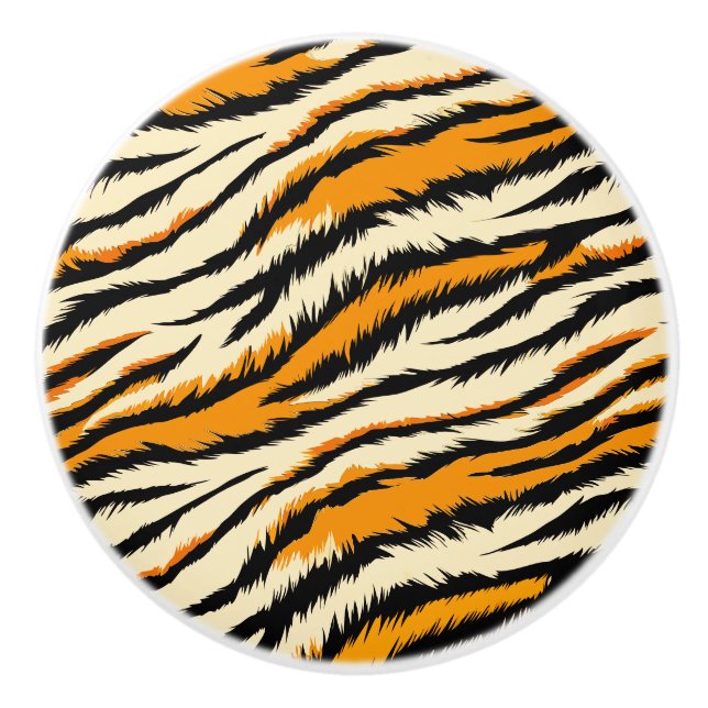 Bouton De Porte En Céramique Black and Brown Tiger Stripes Pattern  (Devant)