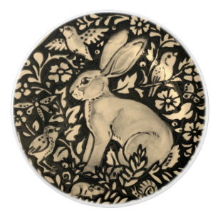 Bouton De Porte En Céramique Black Grey Sepia Rabbit Oiseau Aiguille Aiguille T
