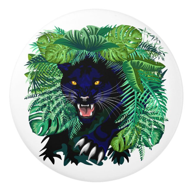 Bouton De Porte En Céramique Black Panther Spirit of the Jungle (Devant)