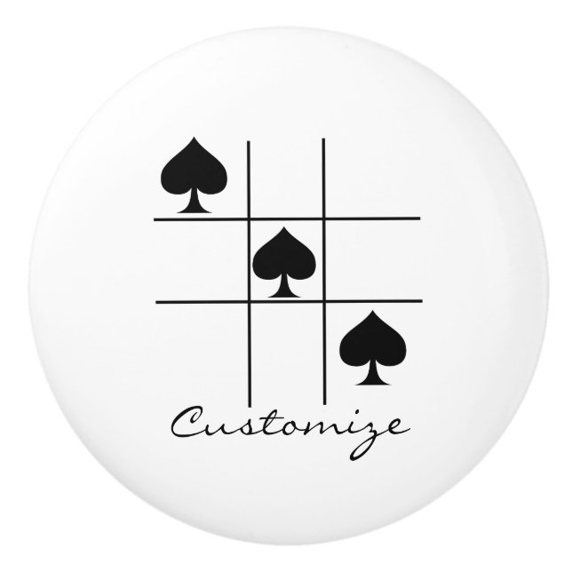 Bouton De Porte En Céramique Black Spades Tic Tac Toe Thunder_Cove (Devant)