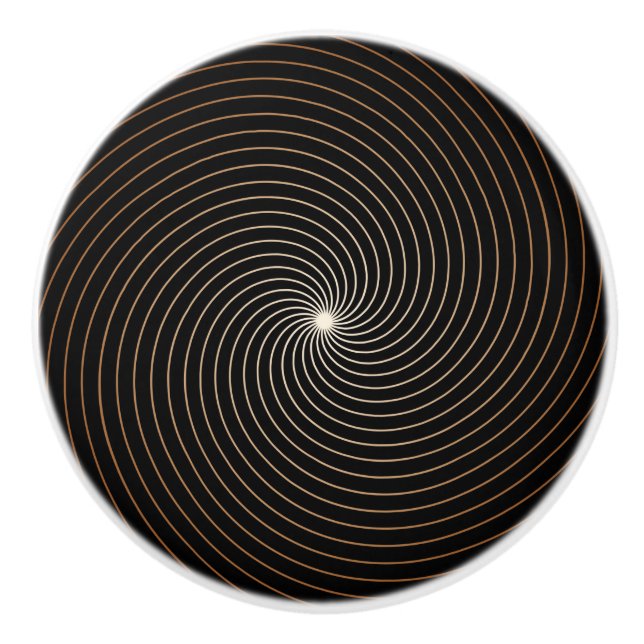 Bouton De Porte En Céramique Black & White Swirl avec Gradation Tan (Devant)