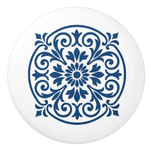 Bouton De Porte En Céramique Bleu & Blanc Portugais Azulejo Style Ceramic Knob