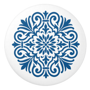 Bouton De Porte En Céramique Bleu & Blanc Portugais Azulejo Style Ceramic Knob