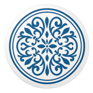 Bouton De Porte En Céramique Bleu & Blanc Portugais Azulejo Style Ceramic Knob
