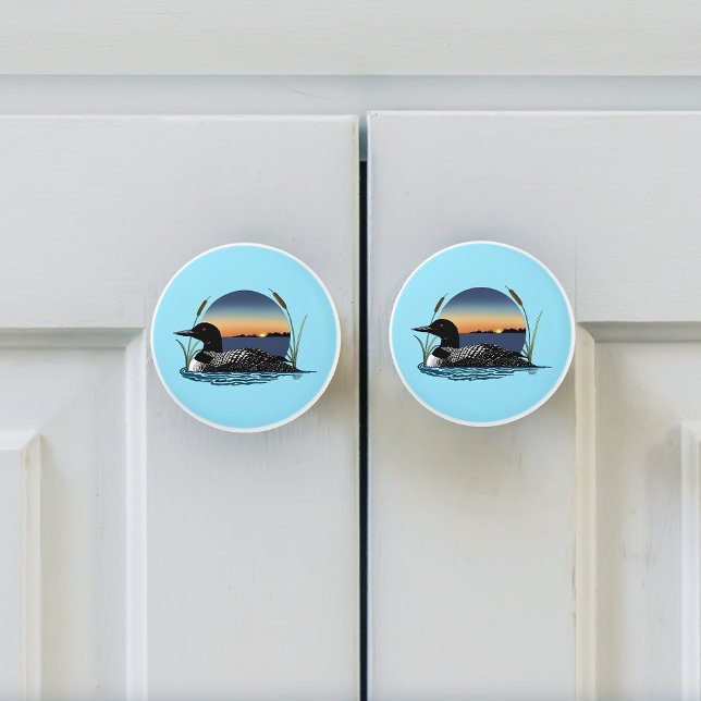 Bouton De Porte En Céramique Bleu couché de soleil (Créateur téléchargé)