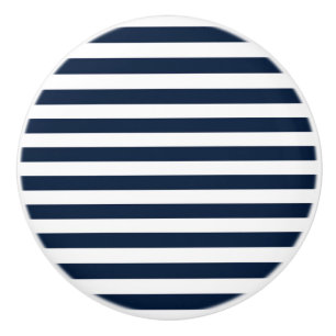 Bouton De Porte En Céramique Bleu et blanc Chic rayures de la marine