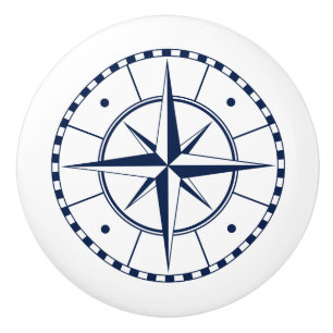 Bouton De Porte En Céramique Bleu et blanc, Nautique