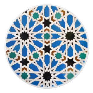 Bouton De Porte En Céramique Bleu marocain maure