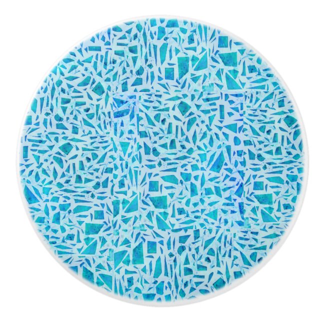 Bouton De Porte En Céramique Bleu Turquoise Mosaïque Carrelage Moderne Chic (Devant)