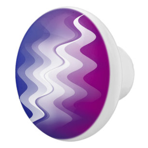 Bouton De Porte En Céramique Bleu violet blanc