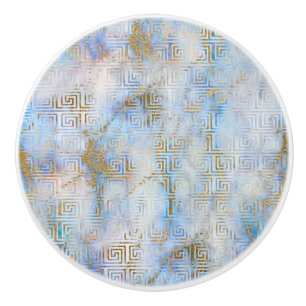 BOUTON DE PORTE EN CÉRAMIQUE BLEUE EN MARBRE RÉTRO PERSONNALISÉ