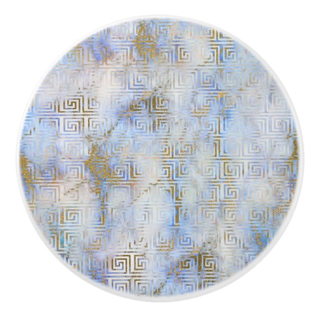 BOUTON DE PORTE EN CÉRAMIQUE BLEUE EN MARBRE RÉTRO PERSONNALISÉ (Devant)