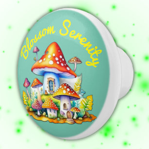Bouton De Porte En Céramique Blossom Serenity Cottagecore Mushroomcore