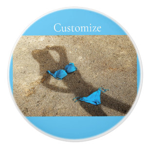 Bouton De Porte En Céramique Blue Bikini Beach Sand Thunder_Cove