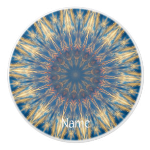 Bouton De Porte En Céramique Blue Chakra Kaleidoscope Thunder_Cove