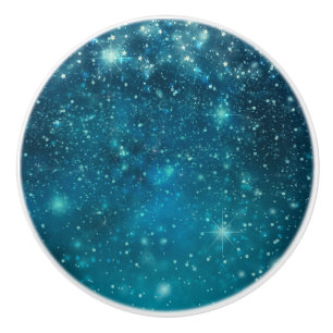 Bouton De Porte En Céramique Blue Cosmy Spacey Starry Sky