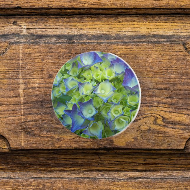 Bouton De Porte En Céramique Blue Hydrangea Buds Floral (In Situ)