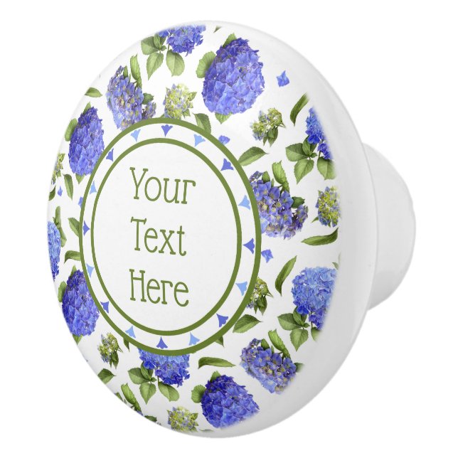 Bouton De Porte En Céramique Blue Hydrangeas (Droite)