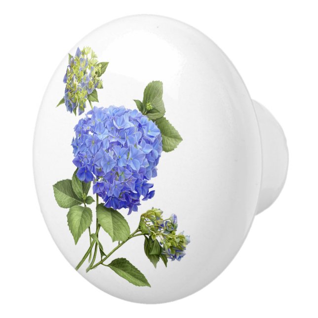 Bouton De Porte En Céramique Blue Hydrangeas (Droite)