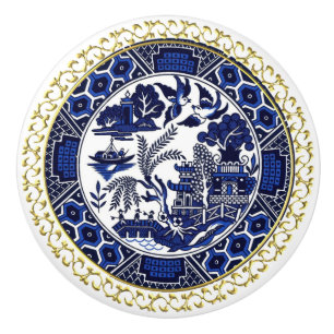 Bouton De Porte En Céramique Blue Willow China Design Ceramic Cabinet Knob v3