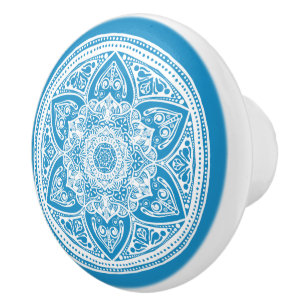 Bouton De Porte En Céramique Bluebird Mandala