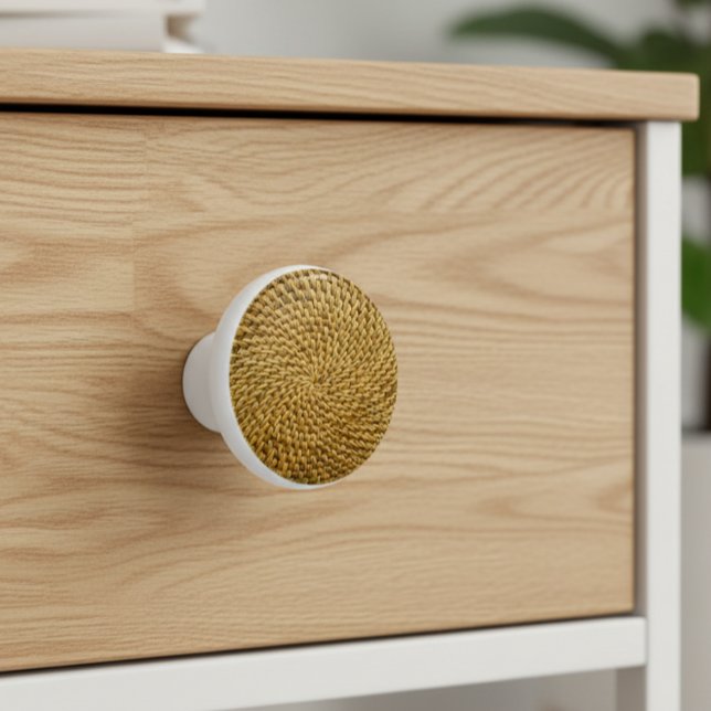 Bouton De Porte En Céramique Boho Rotin Vannerie  (Créateur téléchargé)