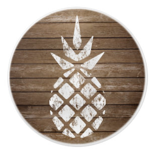 Bouton De Porte En Céramique Bois rustique de l'ananas   d'art de timbre de