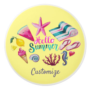 Bouton De Porte En Céramique Bonjour Summer Beach Thunder-Cove