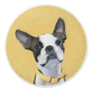Bouton De Porte En Céramique Boston Terrier Peinture - Cute Original Chien Art