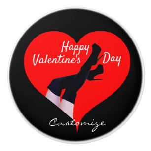 Bouton De Porte En Céramique Bottes de haute cuisse du coeur rouge Valentine Th