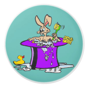 Bouton De Porte En Céramique Boubbling Bunny Personnalisable Tirage en céramiqu