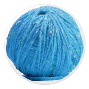 Bouton De Porte En Céramique Boule bleue de fil - amusement astucieux de