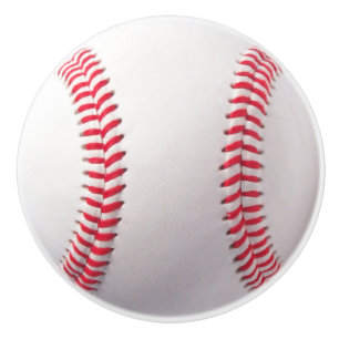 Bouton De Porte En Céramique Boule de base-ball pour des supporters - verticale