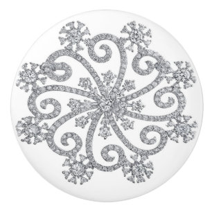 Bouton De Porte En Céramique Boule en céramique Diamond Snowflake