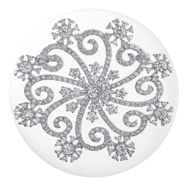 Bouton De Porte En Céramique Boule en céramique Diamond Snowflake (Devant)